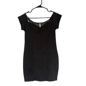Charlotte Russe Zinga Black Sheer Upper Bow Dress Women Sz L